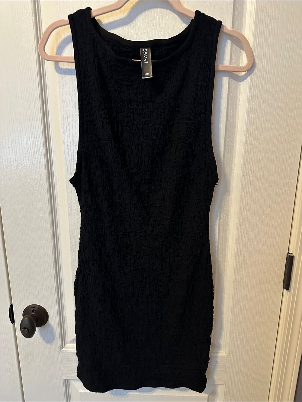 Savvi Grace Smocked Black MED Sleeveless Dress
